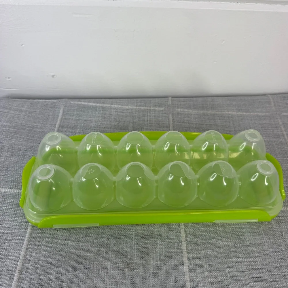 Lock and Lock 12 Egg Keeper Holder Snap Case Plastic Organizer Green
